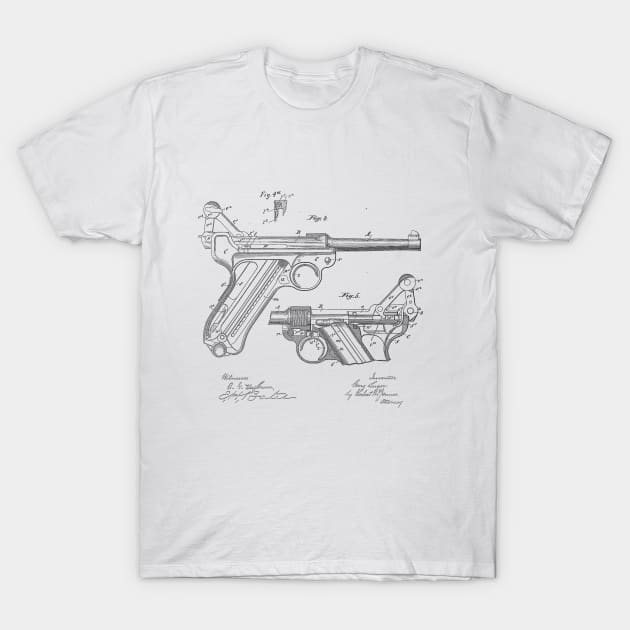 Gun Design Vintage Patent Hand Drawing T-Shirt by TheYoungDesigns